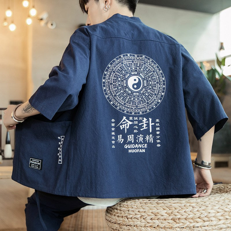 Chinese Style Cardigan Hanfu Young Men Casual