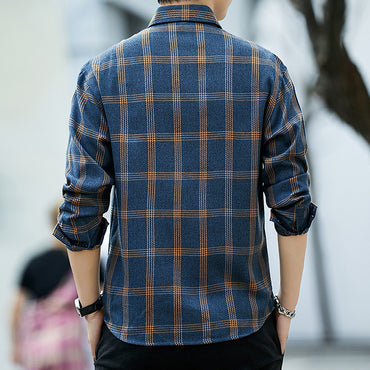 New Style Plaid Long Sleeved Shirt Men's Loose Fashion Casual Shirt
