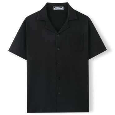 Cuban Collar Short Sleeve Shirt Vacation Style