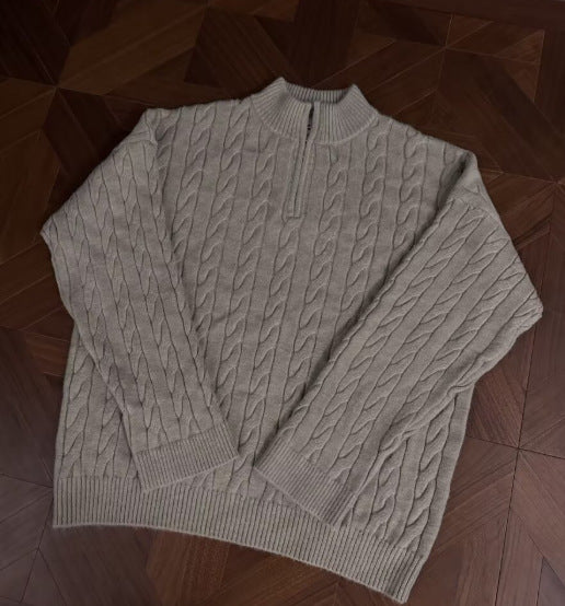 Mens Casual, Slightly High-neck Knit Sweater A Trendy Top