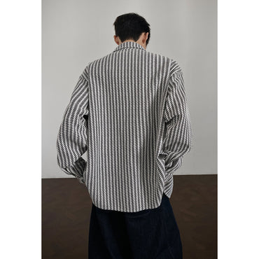 Mens Bold Herringbone Chanel-Style Shirt Jacket