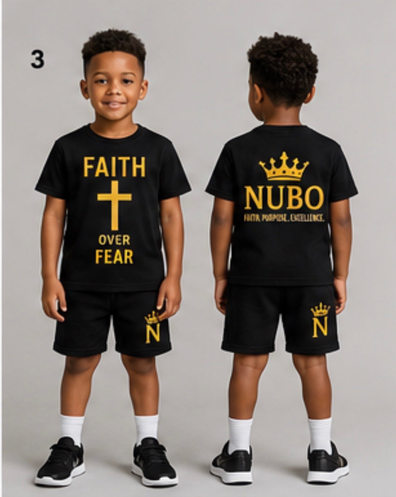 Kids Faith over fear or NUBO short sets