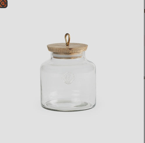 Madin Glass Jar With Wooden Lid - Elegant Storage Container For Kitchen & Home-700ml