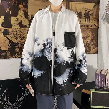 Hong Kong Style Vintage Floral Shirt Men