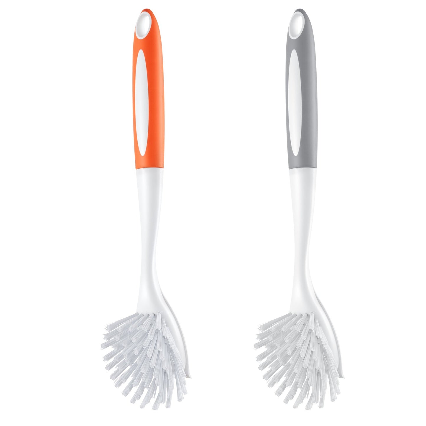 Dish Brush, 4 Pack Kitchen Scrub Brushes With PP Handle, Dish Cleaning Brushes With Curved Bristles, Ideal For Pots, Pans, Sink And Stove, 2 Gray 2 Orange