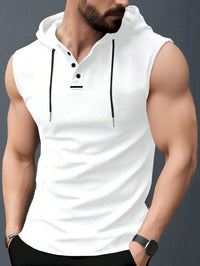 Men's Loose-Fit Hooded Casual Sleeveless T-Shirt Vest