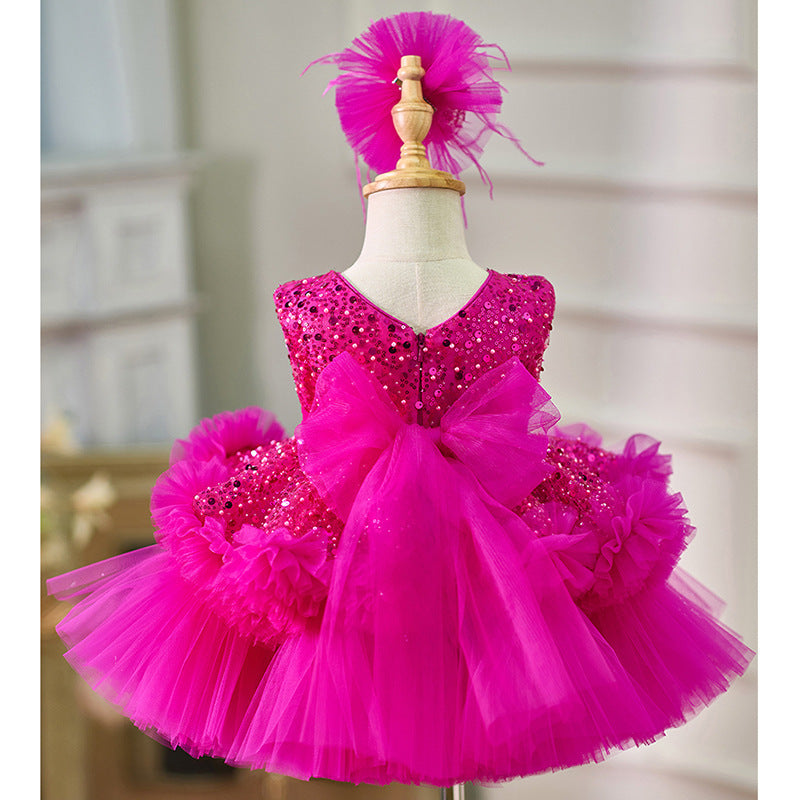 Girls Fashion Color Sequined Princess Dress