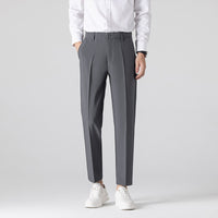 Mens Plus-Size Slim-Fit Solid-Color Capri Dress Pants