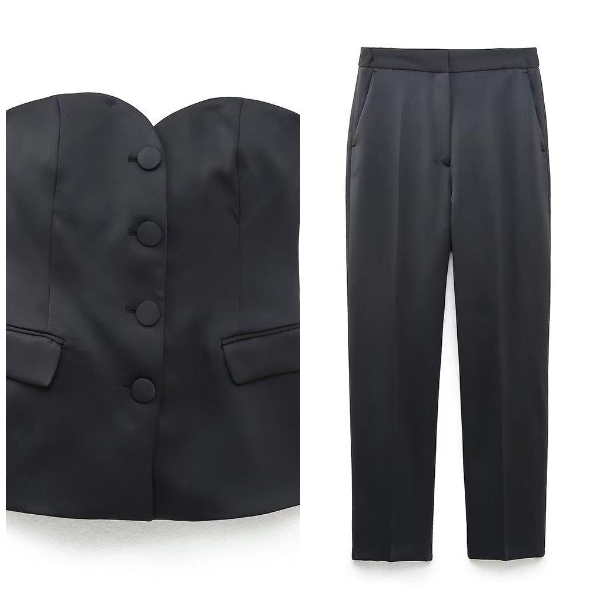Gray Women's Urban Temperament Underwear Style Vest Top Straight Pants Suit
