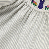 Infant Baby Girls' Easter Bunny Smocked Dress Embroidered Short Sleeve Casual Summer Dress
