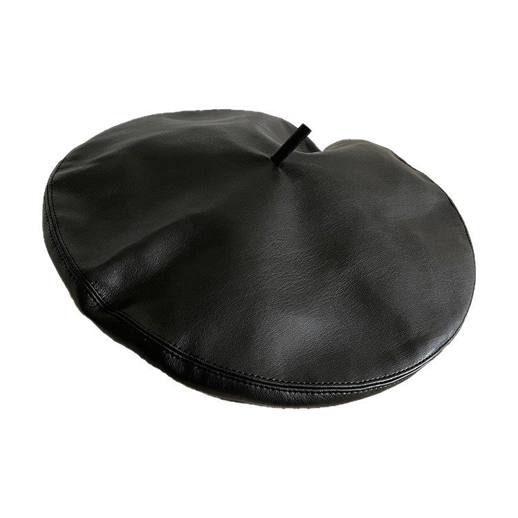 Brown Beret Women's Large Head Circumference Leather