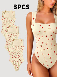 3 Pack NEW Women's Summer Outfit Baby Blue Cherry Print Jumpsuit For Women Vintage Chic