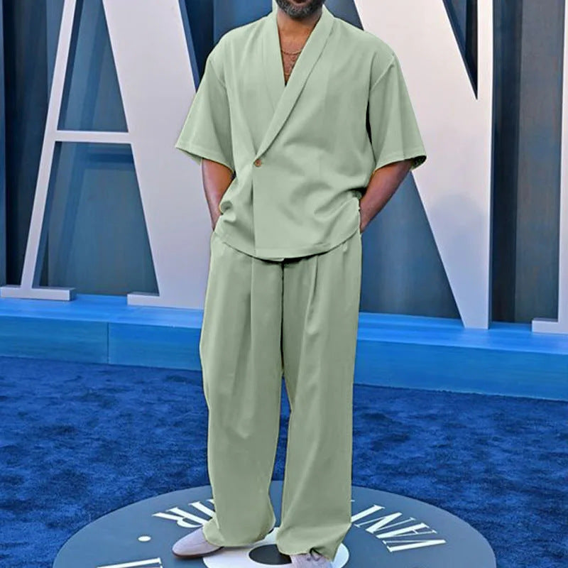 Fashion Personality Men Casual Polo Collar Suit