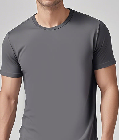 Solid-color Casual Short-sleeve Crew-neck T-shirt For Spring