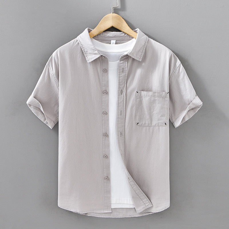 Summer Men's Casual Short-sleeved Cotton Shirt