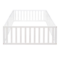 Full Size Wood Daybed Frame With Fence, White