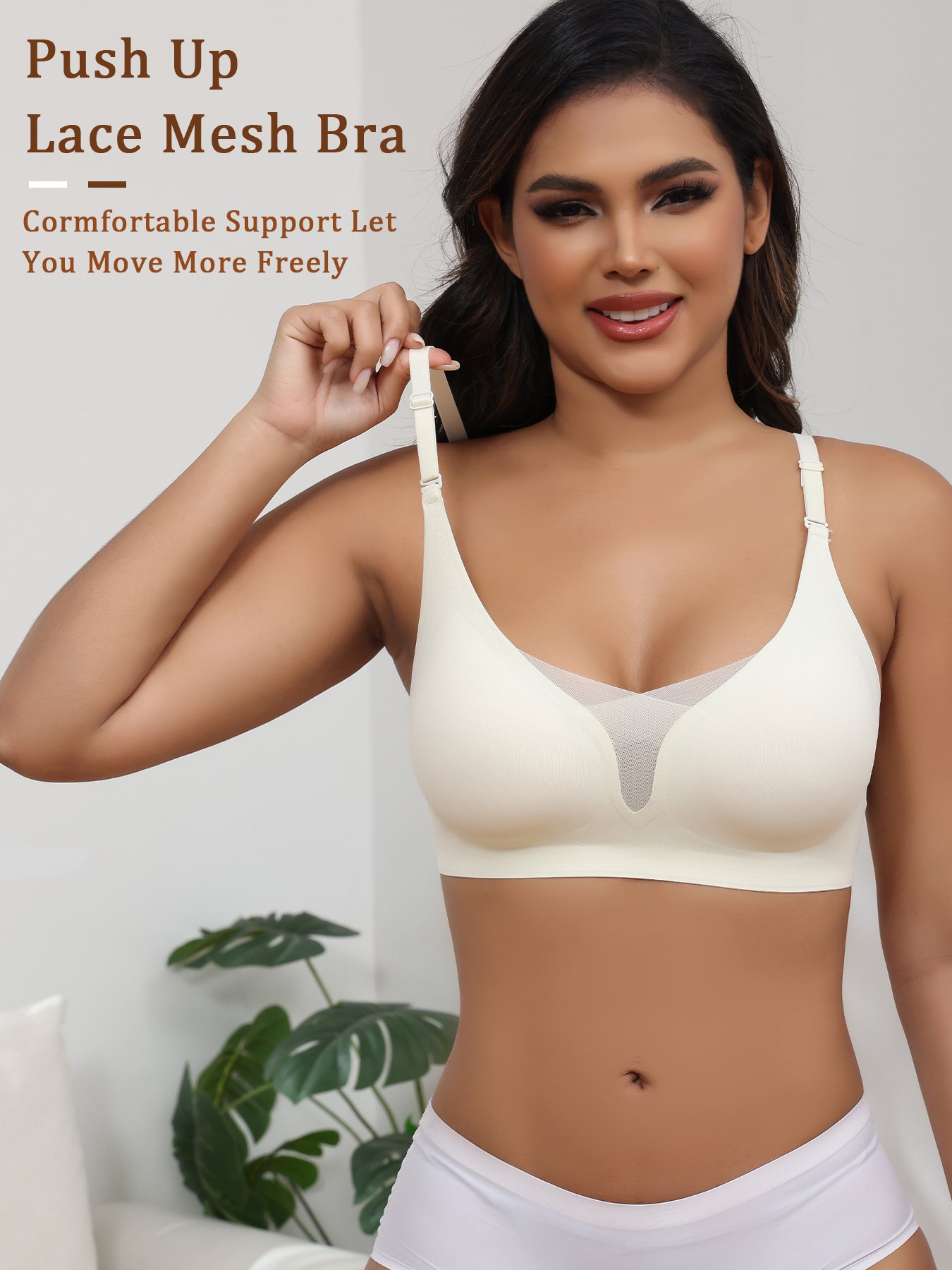 3PCS EssElegance Wire-free Adjustable Seamless Bra For Women - Breathable Sheer Mesh Daily Comfort, Non-Slip Straps & Back Smoothing, All-Season Lightweight Bralette
