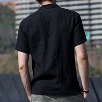 Vintage Chinese style lapel slim cotton shirt