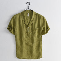 Vintage Chinese style lapel slim cotton shirt