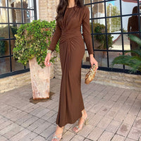 Clothing Long Elegant Pleated Dress