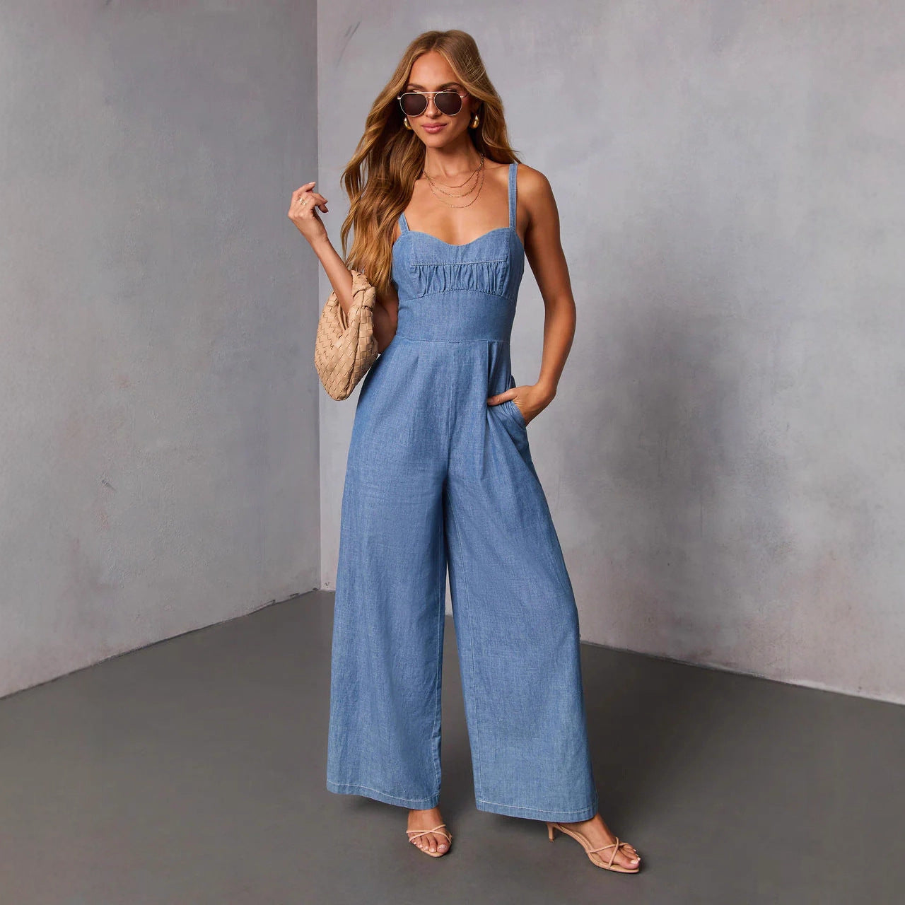 Solid-color Casual Workwear Jumpsuit For Women