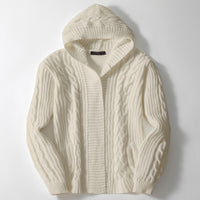 European And American Mens Twisted-knit Cardigan Sweater