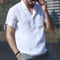 Vintage Chinese style lapel slim cotton shirt