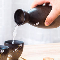 Vintage Ceramic Sake Pot Cup Set Japanese Cherry Blossom Hip Flasks White Wine Spirits Liquor Cup Home Kitchen Flagon Drinkware