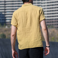 Vintage Chinese style lapel slim cotton shirt