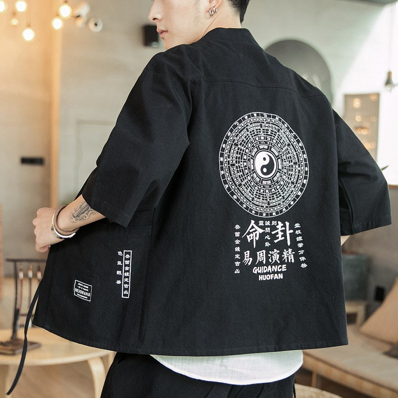 Chinese Style Cardigan Hanfu Young Men Casual