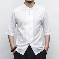 Chinese Style Disc Button Men's Cotton And Linen shirt