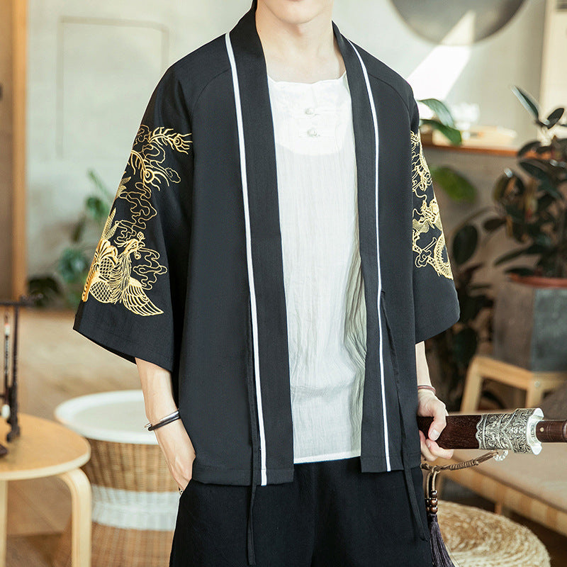 Chinese Style Jacket Retro Robe Young Men