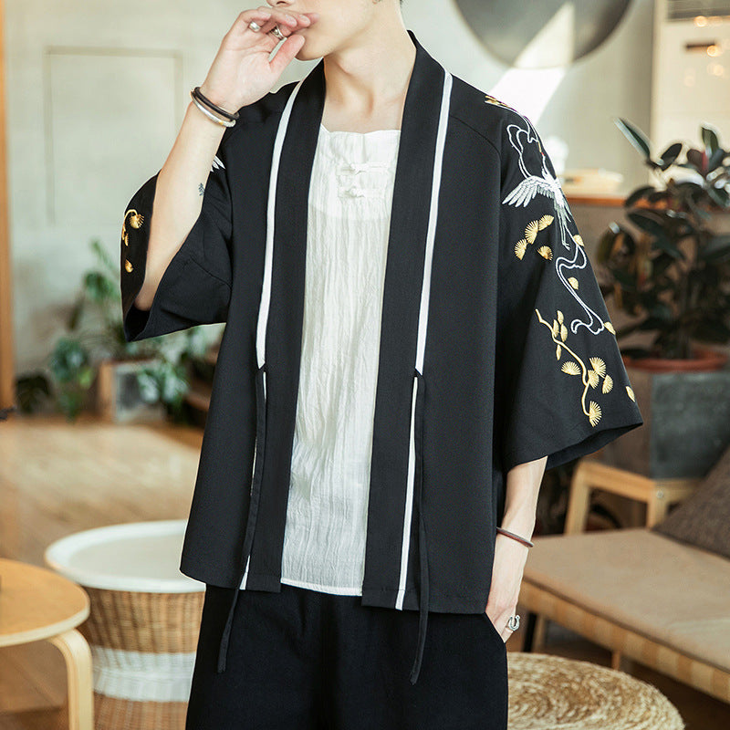 Chinese Style Jacket Retro Robe Young Men
