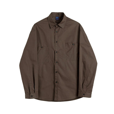 Retro Simple Korean Style Men's Long-sleeved Shirt
