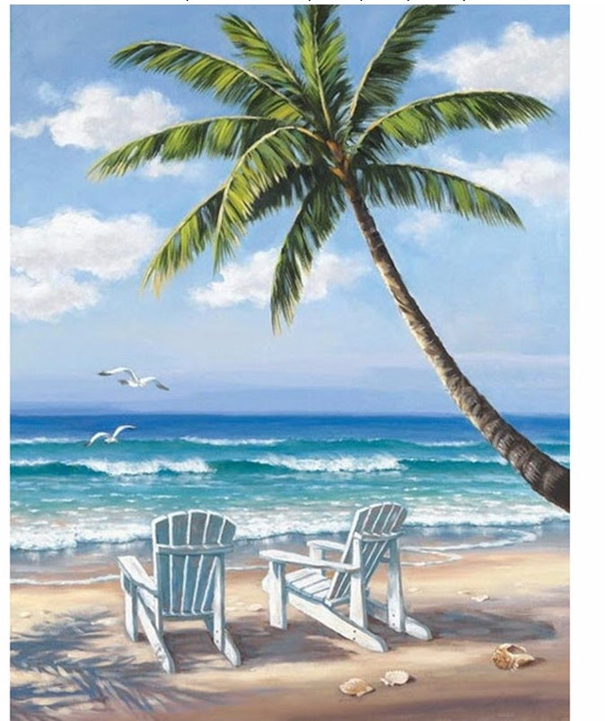 Cross-border Diy Diamond Painting Seaside Beach Scenery Full Diamond Amazon Living Room Bedroom New Product Factory Wholesale