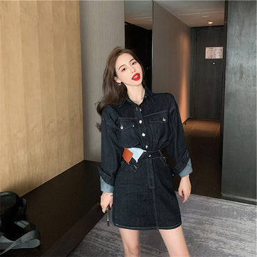 Lightly Cooked Style Imperial Sister Small Fragrant Style Denim Skirt
