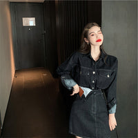 Lightly Cooked Style Imperial Sister Small Fragrant Style Denim Skirt