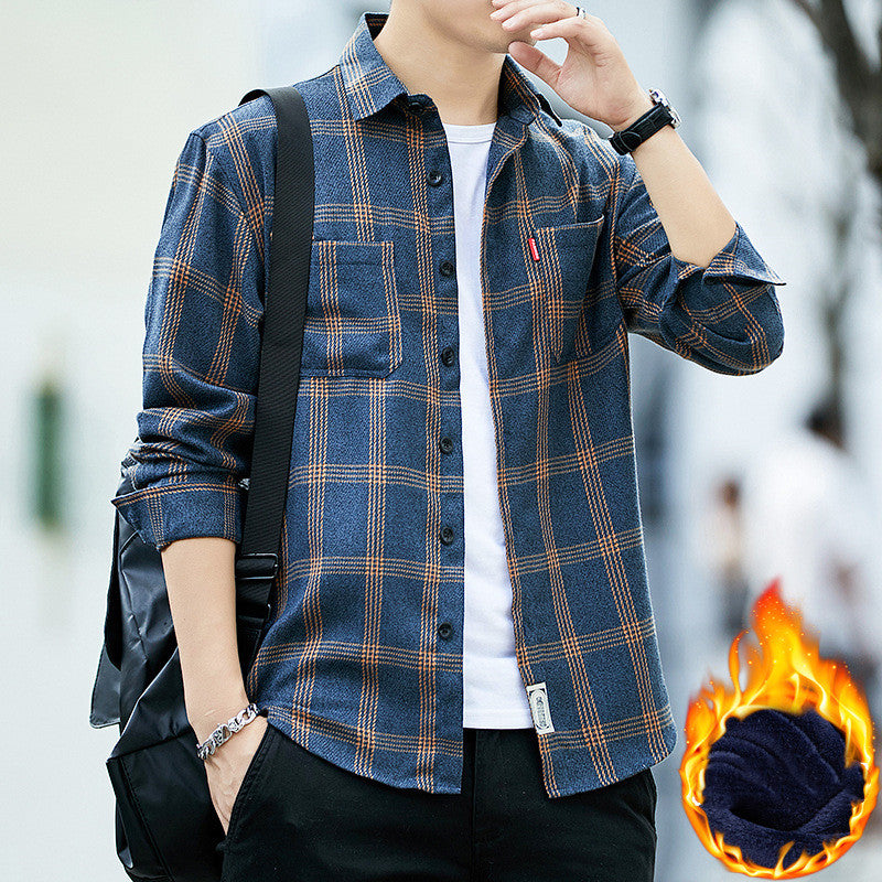 New Style Plaid Long Sleeved Shirt Men's Loose Fashion Casual Shirt