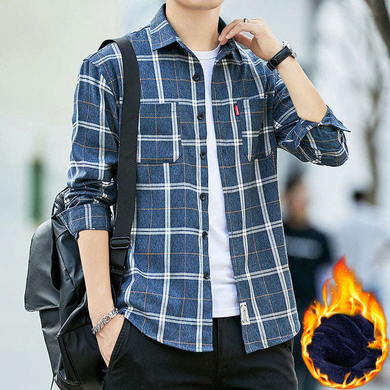 New Style Plaid Long Sleeved Shirt Men's Loose Fashion Casual Shirt