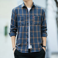 New Style Plaid Long Sleeved Shirt Men's Loose Fashion Casual Shirt