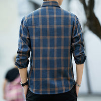 New Style Plaid Long Sleeved Shirt Men's Loose Fashion Casual Shirt