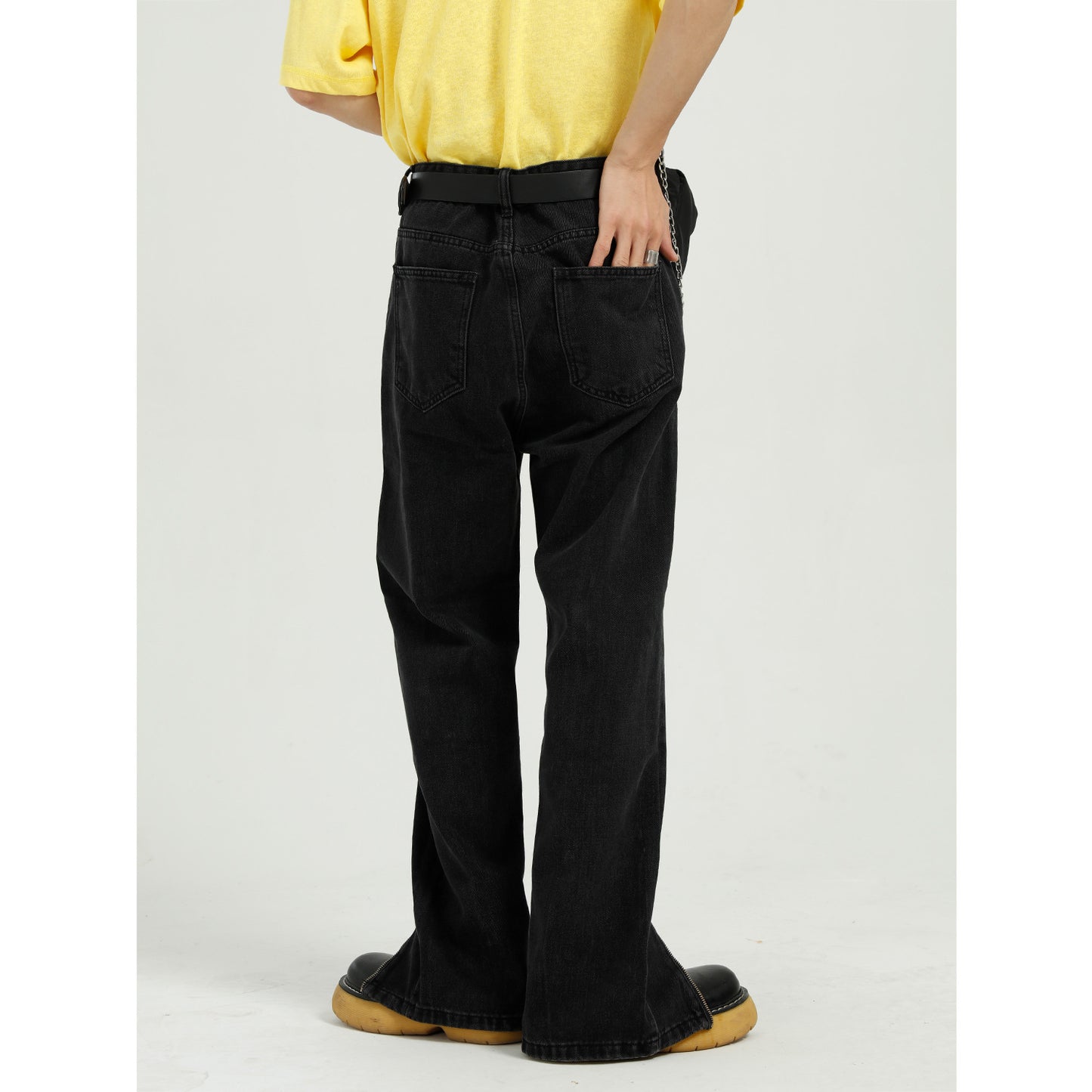 Korean Style Straight Zipper Design Jeans Men