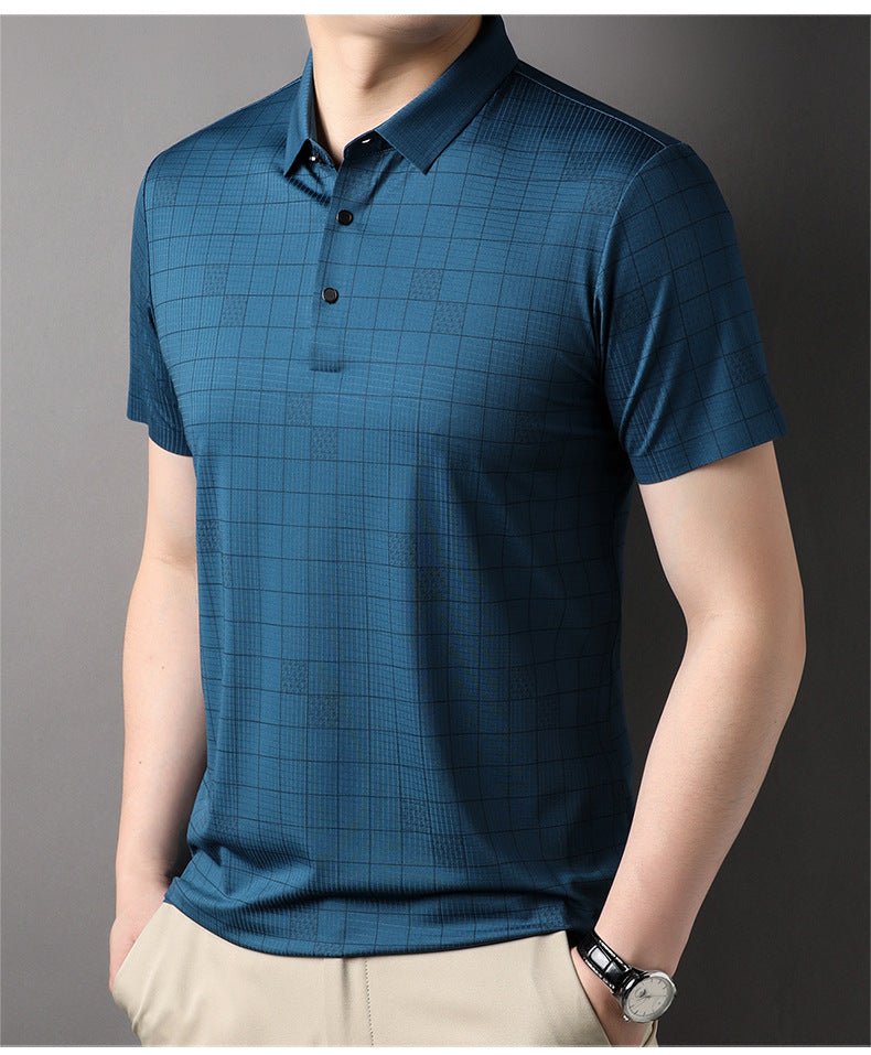 Men's Mercerized Cotton Fashion T-shirt Clothing For Middle-aged Dad Ice Silk Men's Clothing