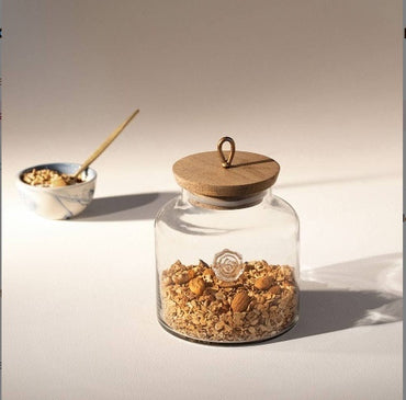 Madin Glass Jar With Wooden Lid - Elegant Storage Container For Kitchen & Home-700ml