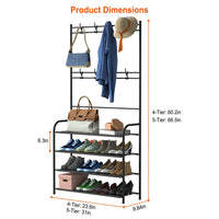 Entryway Coat Hat Rack Shoe Storage Shelf 5 Tier Shoe Rack Freestanding Hall Tree Garment Hanger Stand Clothes Shoe Organizer Combo