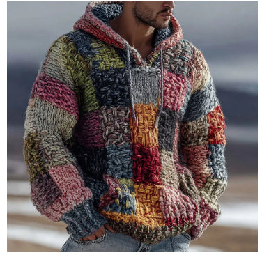 Loose-fitting  Plus-size 3D-printed Hooded Sweatshirt Top