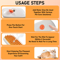 4 In 1 Cat Steam Brush, Anti Static Shedding Spray Comb, Hair Removal, Mist Indoor Steamy Grooming Brush For Dog, Water Spritz Defur Cepillo, Spa Steamer Cloud Para Gatos