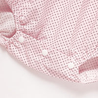 Newborn Baby Girls' Valentine's Day Smocked Romper Short Sleeve Heart Embroidery Jumpsuit Casual Cute Romper