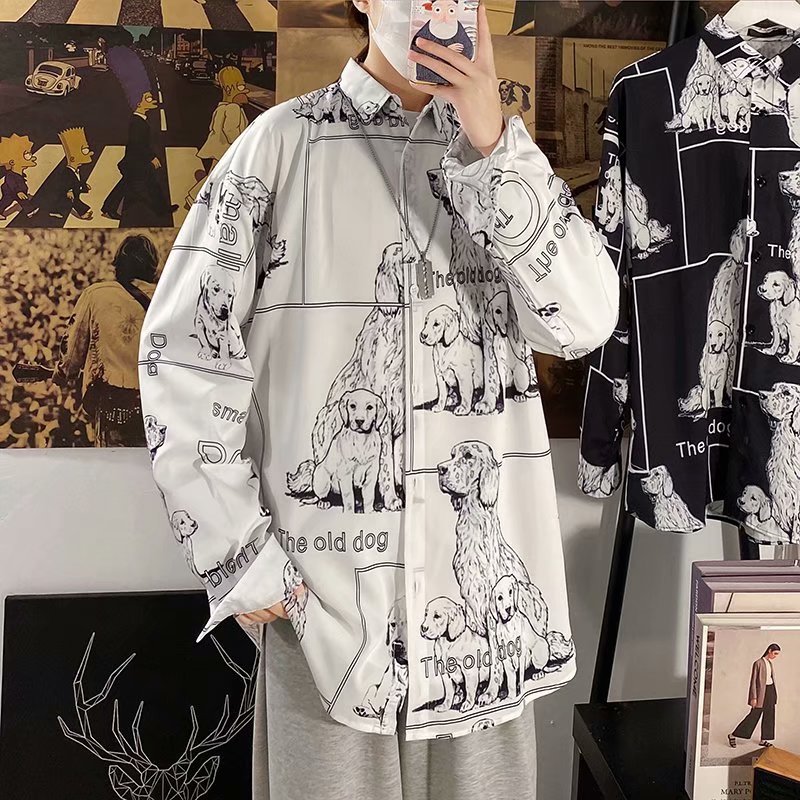 Hong Kong Style Vintage Floral Shirt Men