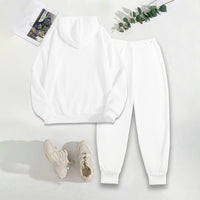 Women's Solid 2-Piece Set Letter Print Hoodie With Pocket & Drawstring Jogger Pants Casual Tracksuit